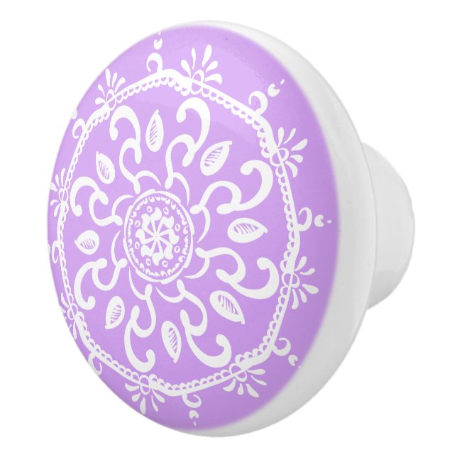 Lavender Mandala Ceramic Knob (Right)