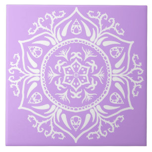 Lavender Mandala Ceramic Tile