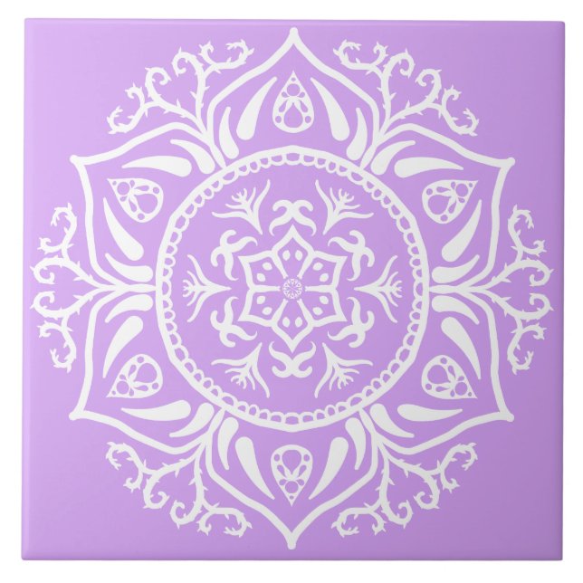 Lavender Mandala Ceramic Tile (Front)