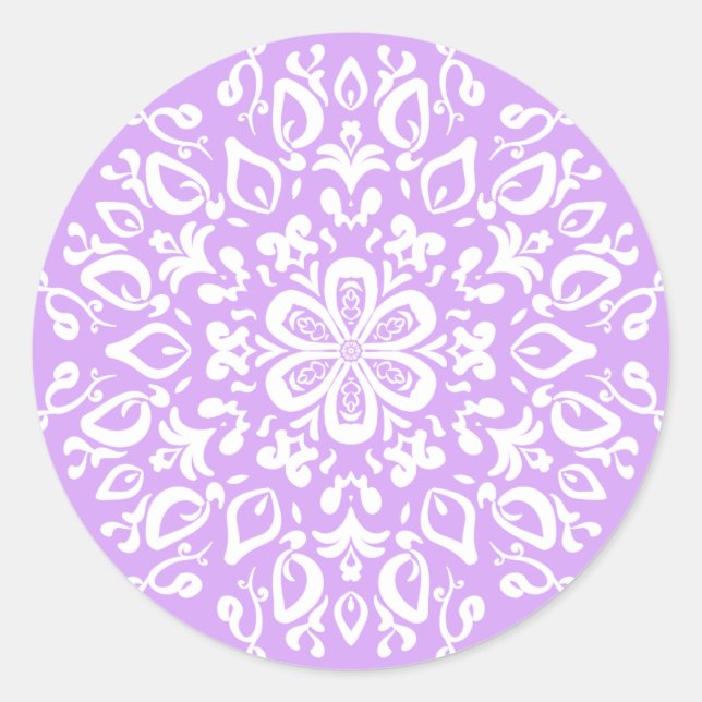 Lavender Mandala Classic Round Sticker (Front)
