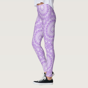 Lavender Mandala Geometric Pattern Leggings