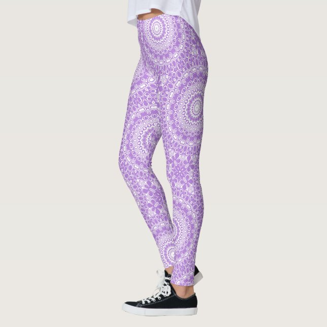 Lavender Mandala Geometric Pattern Leggings (Left)