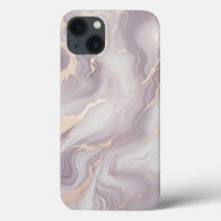 Lavender Marble iPhone 13 Case with Silver Veins