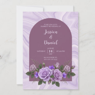 Lavender Marble Mauve Floral Wedding Invitation