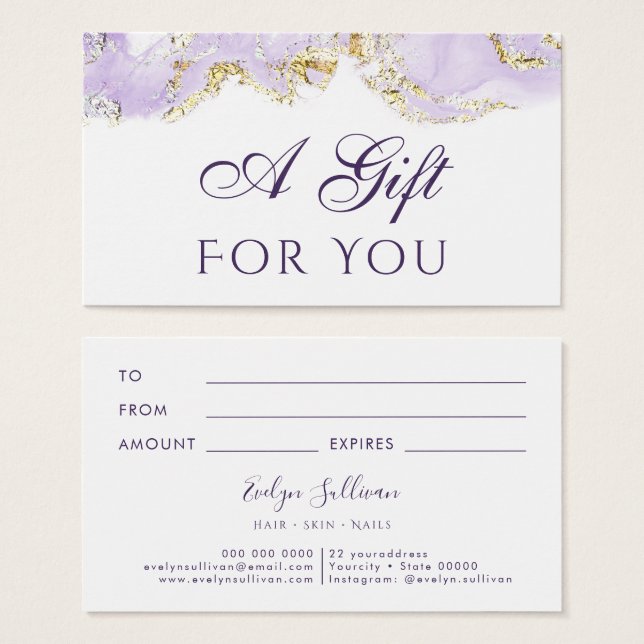 lavender marbling design Gift Card (Front & Back)