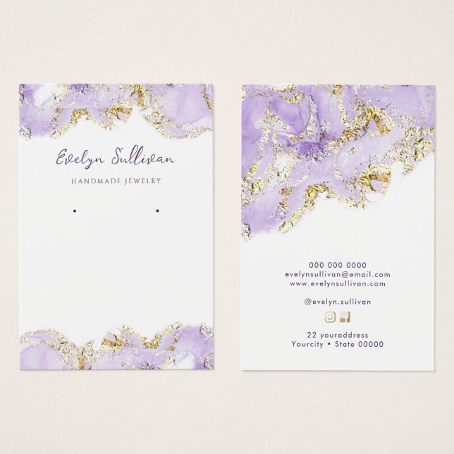 Lavender marbling design jewelry display card (Front & Back)