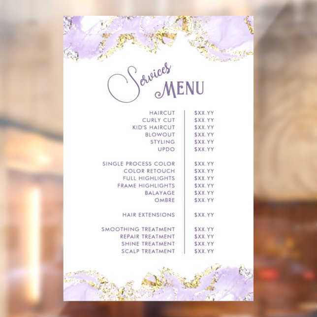 Lavender Marbling Design Services Menu (Sheet 2)