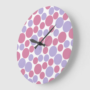Lavender & Matte Pink Polka Dot Wall Clock