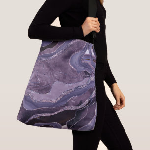 Lavender Mauve Agate Glitter Glam #1  Crossbody Bag