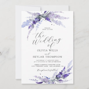 Lavender Mauve Floral Purple Lilac Wedding Invitation