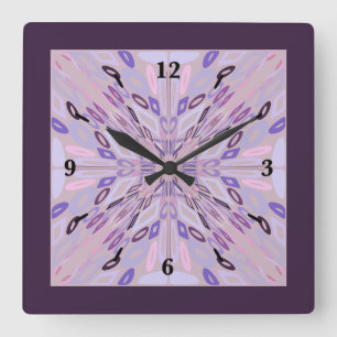 Lavender Mauve Pink Purple Geometric Abstract Art Square Wall Clock