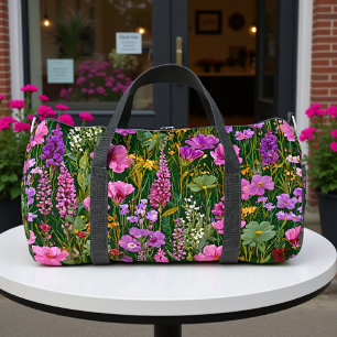 Lavender Meadow Botanical Print Duffle Bag