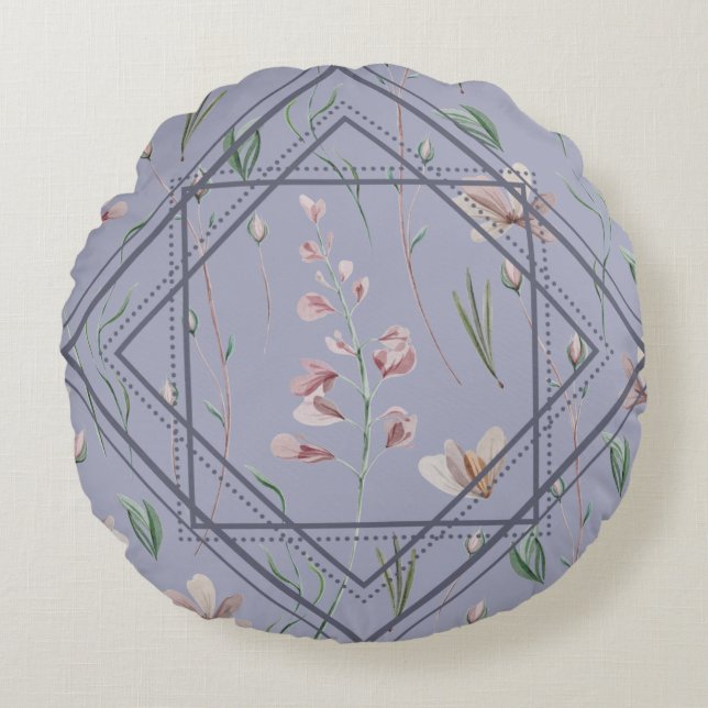 Lavender Meadow Frame Round Cushion (Front)
