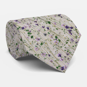 Lavender Meadow Purple Wildflowers Wedding Tie