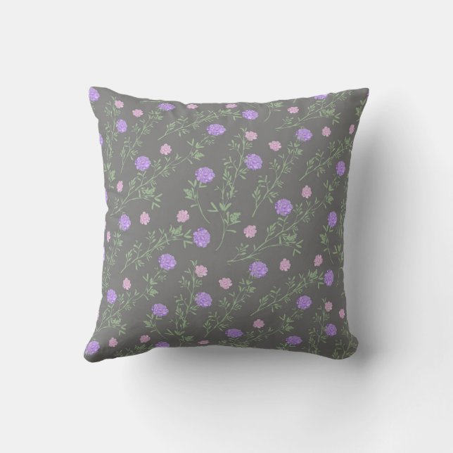 Lavender Meadow Wildflower Botanical Cushion (Back)