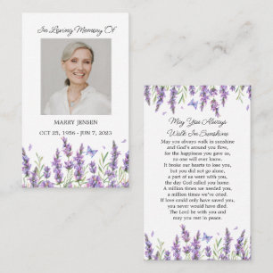 Lavender Memorial Photo Funeral Prayer Card