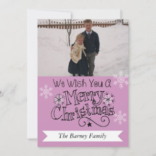 Lavender Merry Christmas Photo Holiday Card