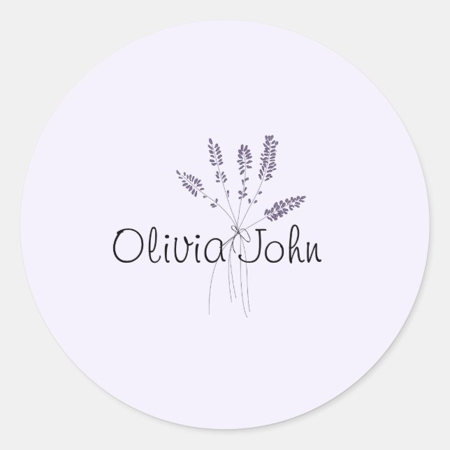 Lavender Minimal Custom  Classic Round Sticker (Front)