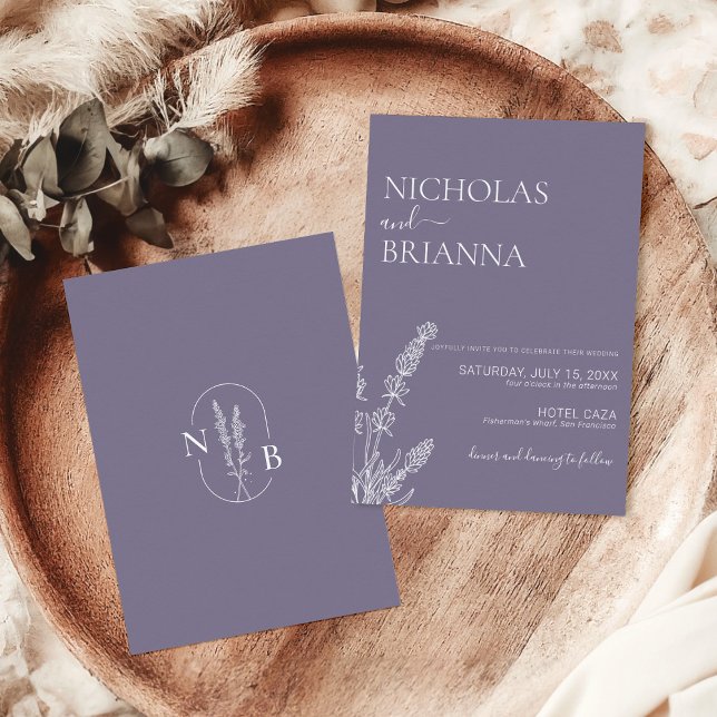 Lavender Minimalist Boho Wedding Elegant Invitation (Creator Uploaded)