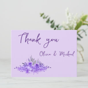 Lavender minimalist elegant Wedding Thank You Card