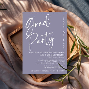 Lavender Minimalist Script Graduation Party Invitation