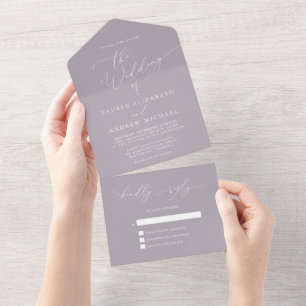 Lavender Minimalist Wedding All In One Invitation