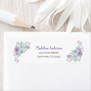 Lavender & Mint Floral Watercolor   Return Address Label