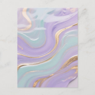 Lavender Mint Gold Marble Swirl Postcard