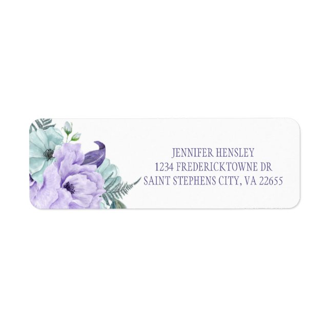 Lavender Mint Purple Peonies Return Address| Address Label (Front)
