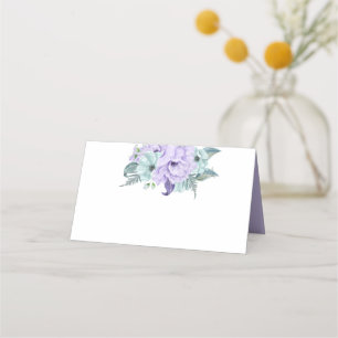 Lavender Mint Purple Watercolor Peonies Place Card