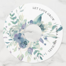 Lavender Mint Watercolor Floral Wine Glass Tag