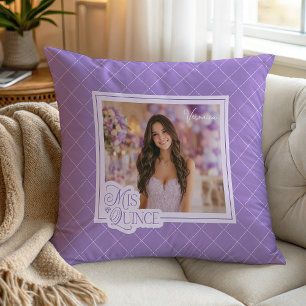 Lavender Mis Quince Photo Quinceanera Keepsake Cushion
