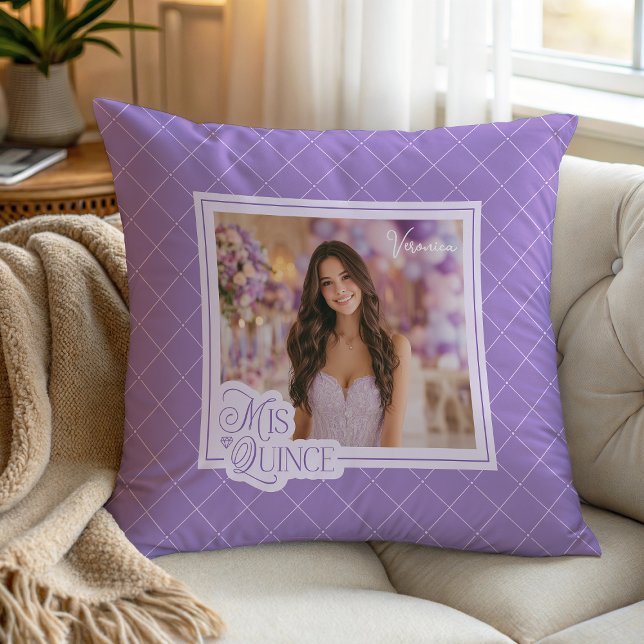 Lavender Mis Quince Photo Quinceanera Keepsake Cushion (Creator Uploaded)