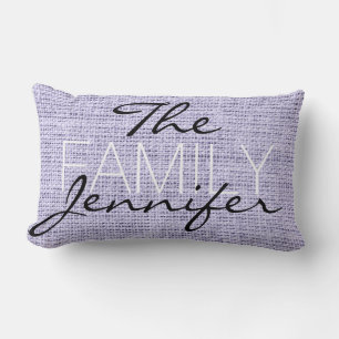 Lavender mist Burlap Rustic Linen Monogram Lumbar Cushion