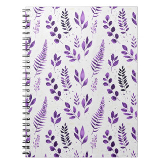 Lavender Mist Watercolor Ferns and Botanical Leave Notebook