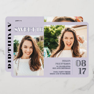 Lavender modern bold 3 photos Sweet 16