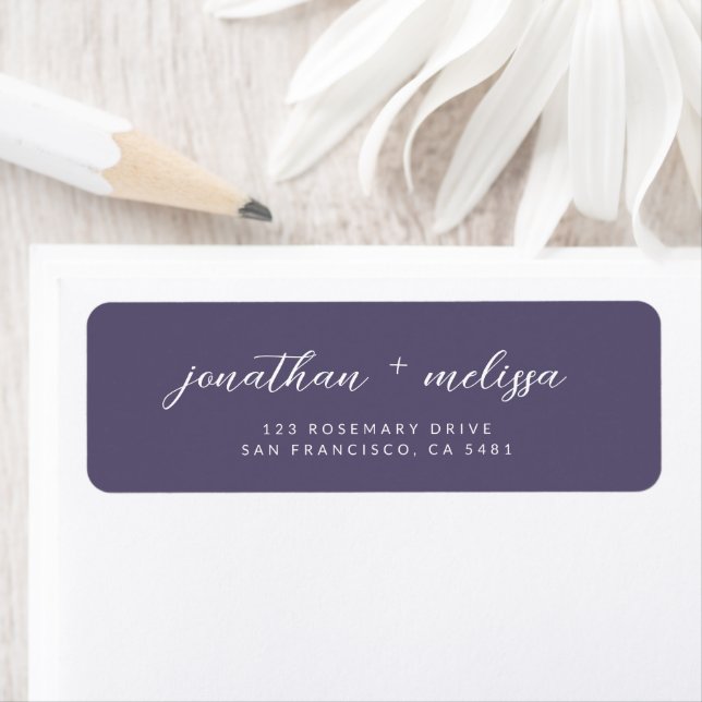 Lavender Modern Calligraphy Script Wedding Address Return Address Label (Insitu)