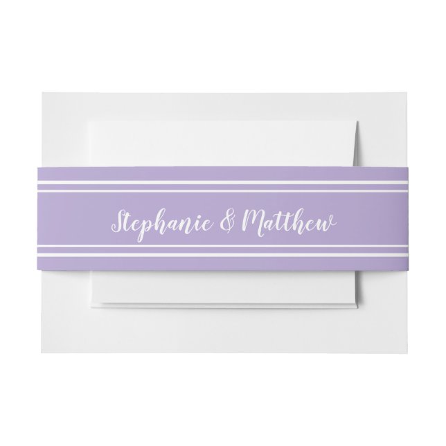 Lavender Modern Elegant Wedding Invitation Belly Band (Front Example)