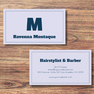 Lavender Modern Personalised Monogram Letter Name Business Card