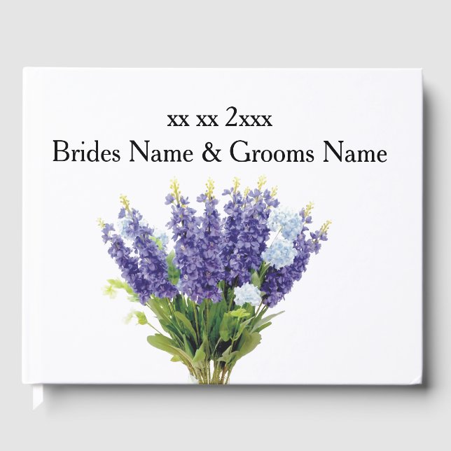 Lavender Modern Simple Elegant Wedding Ideas Guest Book (Front)
