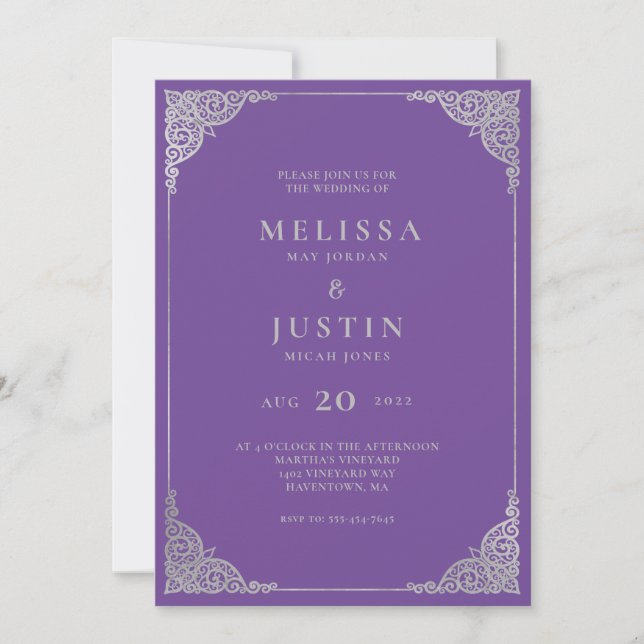 lavender Modern Simplistic Wedding Invitation (Front)
