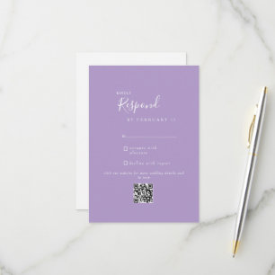 Lavender Modern Wedding QR Code RSVP Card
