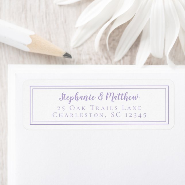 Lavender Modern Wedding RSVP Return Address Label (Insitu)