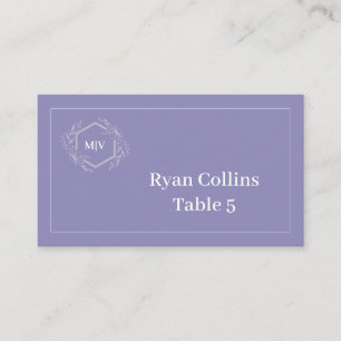 Lavender Monogram Crest Place Cards