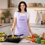 Lavender monogram name apron<br><div class="desc">Violet,  lavender coloured background. Personalise and add your first name,  monogram initials and full name.  Use your back space key to delete if you want the apron without your full name.</div>