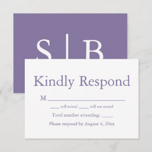 Lavender Monogram Response RSVP Card