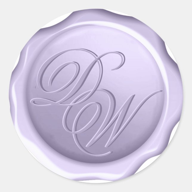 Lavender Monogram Wax Seal 2 Letters Purple Script (Front)