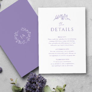  Lavender Monogram Wedding Enclosure Card