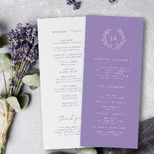 Lavender Monogram Wedding Program