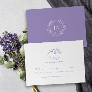 Lavender Monogram Wedding RSVP Card